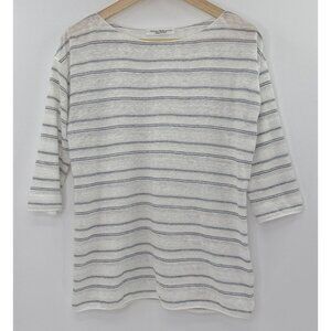 Amina Rubinacci Linen Blend Striped‎ Pullover Blouse Size 40 FLAW, Coastal Prep